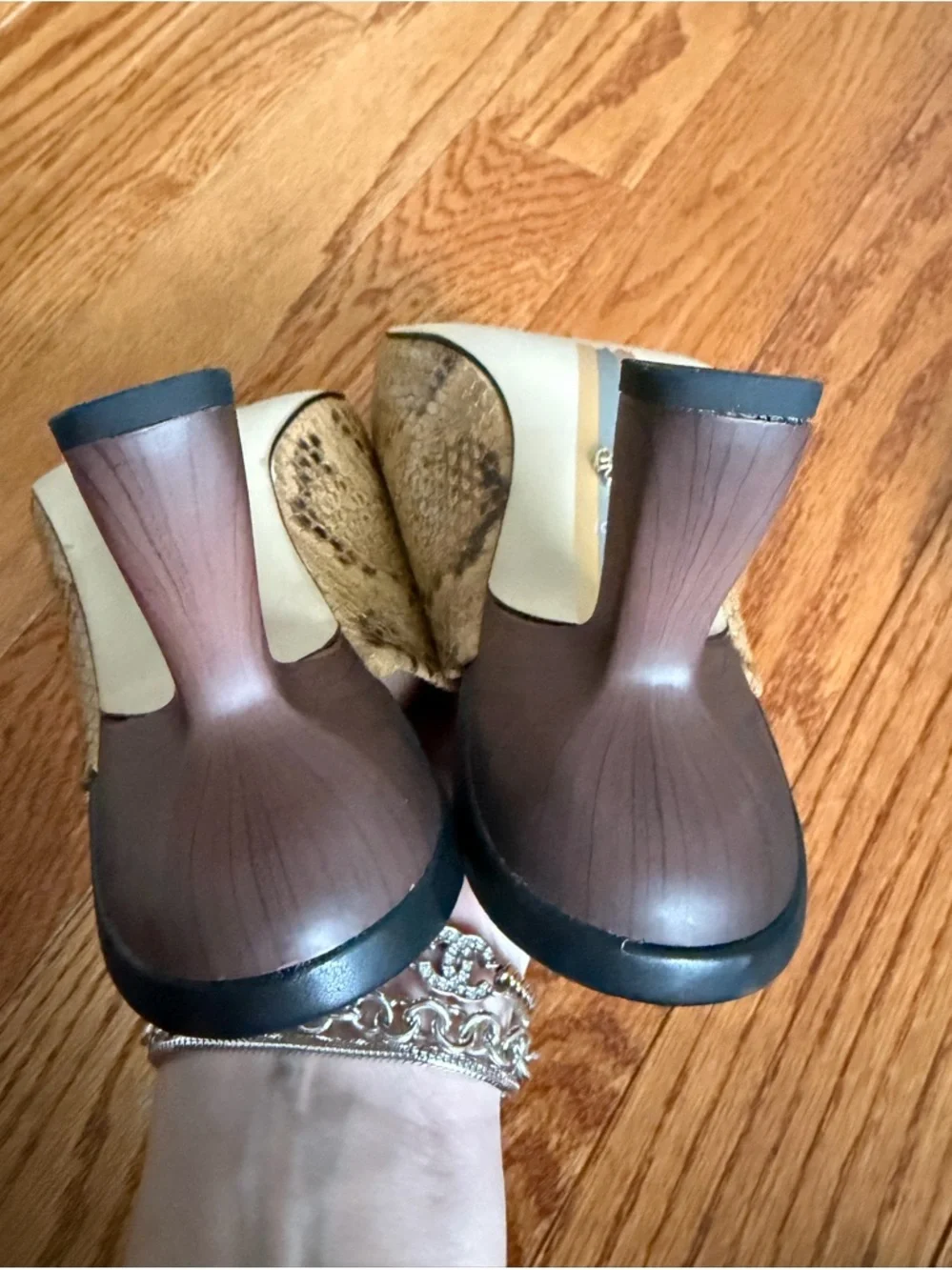 Sam‎ Edelman Skya Snakeskin Print Embossed Leather Mules Sz 10.5